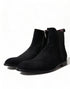 Dolce & Gabbana Black Suede Leather Mid Calf Men Boots Shoes